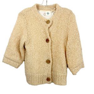 Anthropologie HWR Wool Mohair Boucle Cardigan Sweater Wood Buttons - Size XS